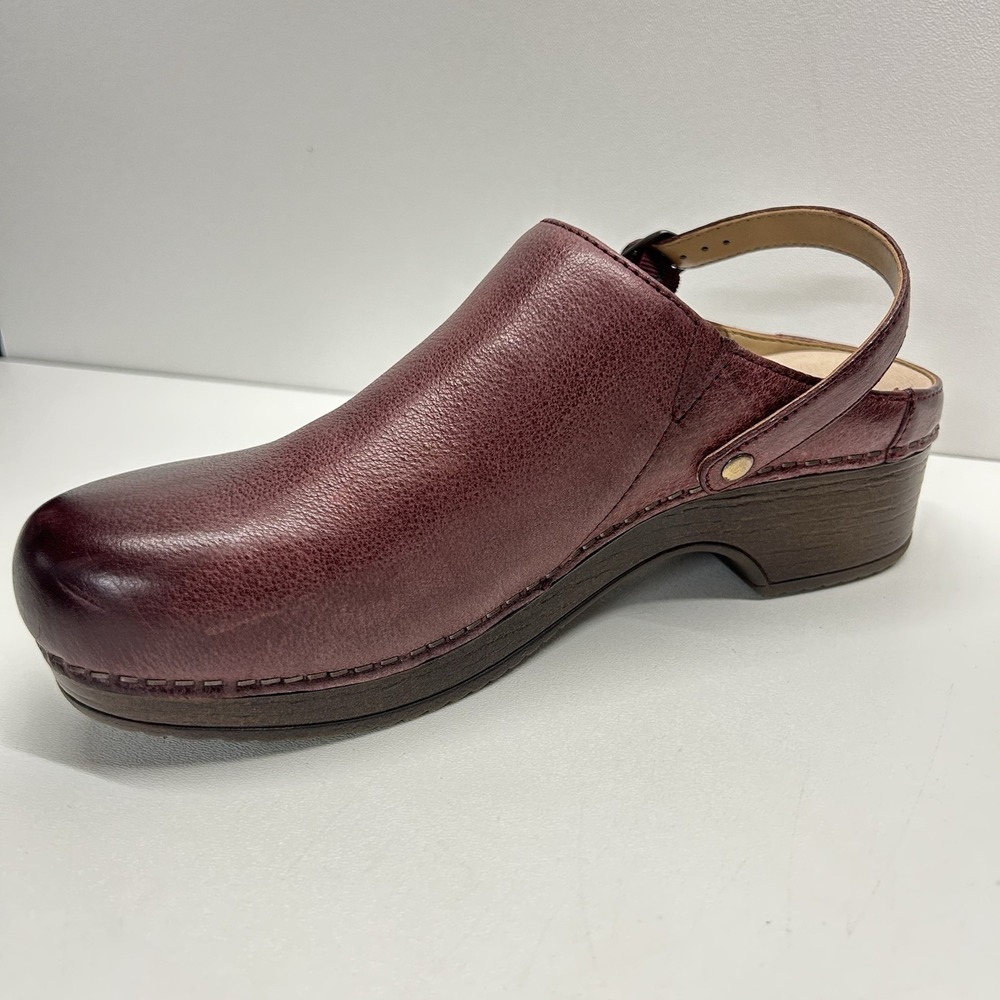 Dansko Berry Milled Burnished Slip On Leather Clogs Mules Size 38 US 7.5-8 - Picture 4 of 13